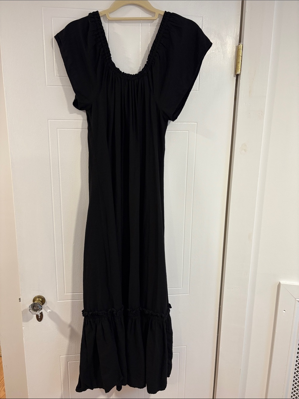 ZARA Classic Black Maxi Dress with Ruffle Hem
